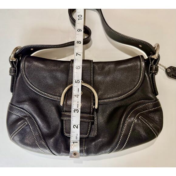 Vintage COACH Y2K Soho Black Leather Flap Buckle Shoulder Bag 9248 - Picture 7 of 7